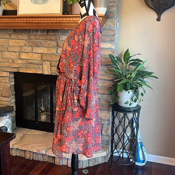 Free People Teegan Mini Dress in Peach Combo - Picture 6 of 9